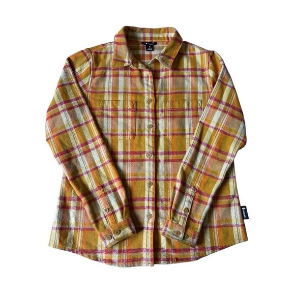 Cotopaxi Mero Flannel Button Down Shirt Unisex size S Yellow Orange Amber Plaid - Picture 3 of 10